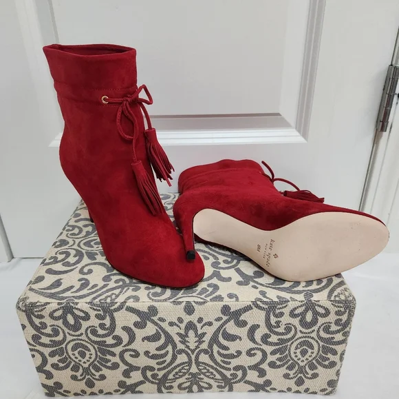 Kate Spade New York- Women's Dillane Ankle Booties in CHERRY RED - Picture 3 of 6